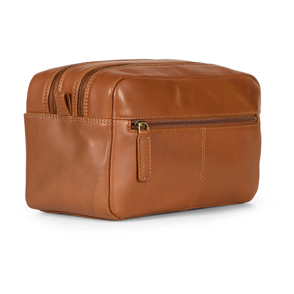 Howard London Bruin Leren Heren Toilettas Brown Heren