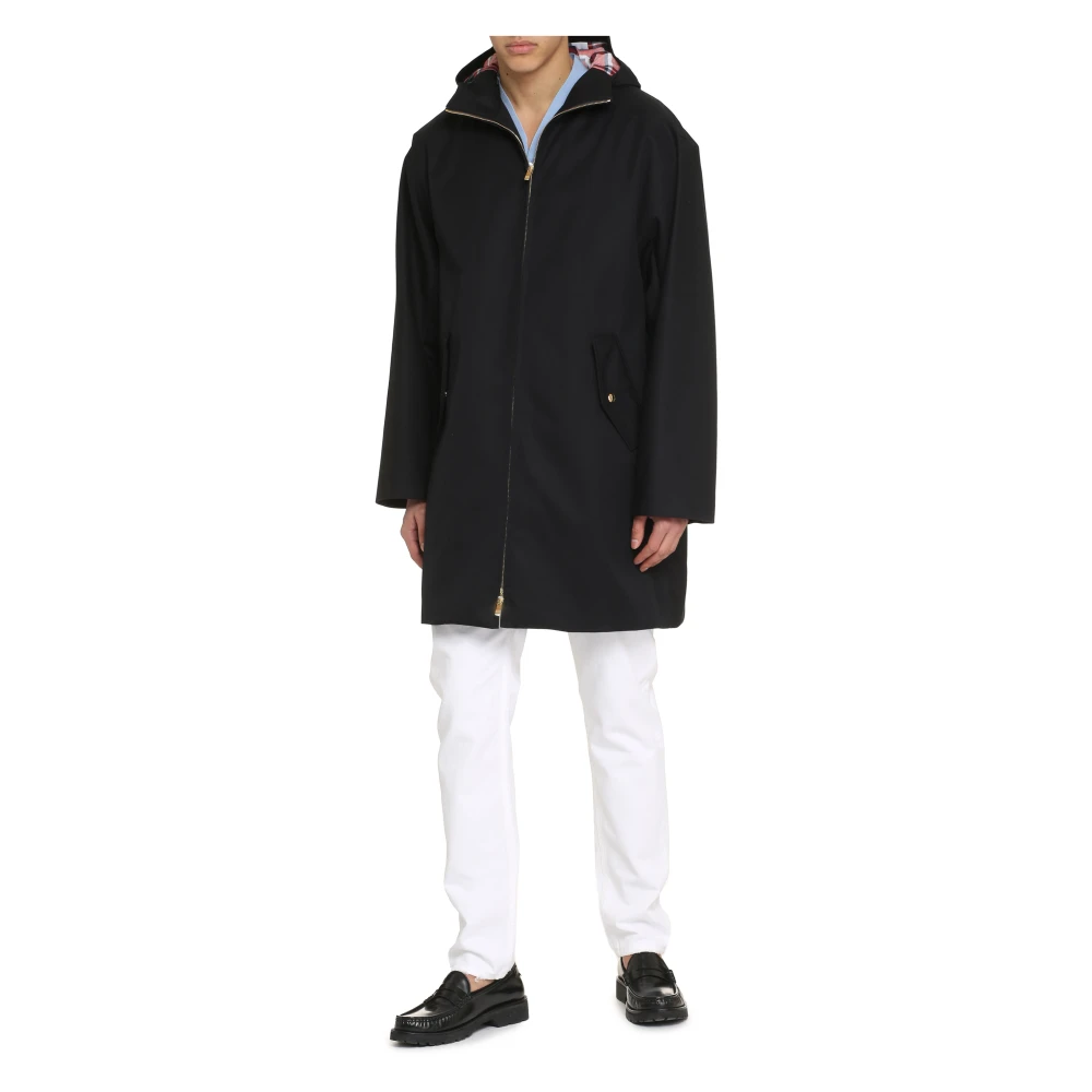 Thom Browne Waterdichte parka met capuchon en motiefvoering Blue Heren