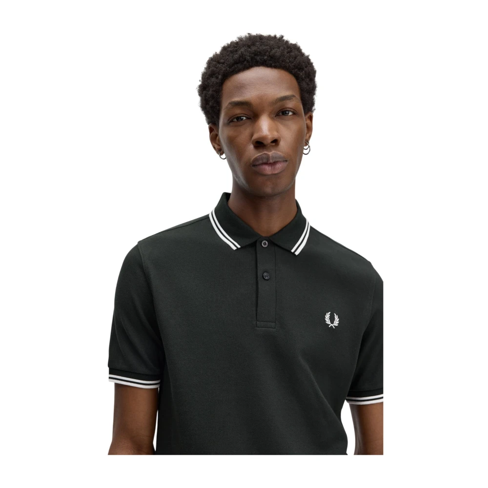 Fred Perry Groen Poloshirt met Dubbele Streep Green Heren