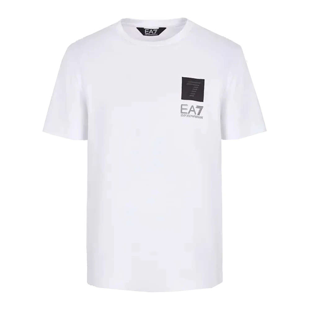 Emporio Armani EA7 Slim Fit Katoenen T-shirt met Logo Patch White Heren