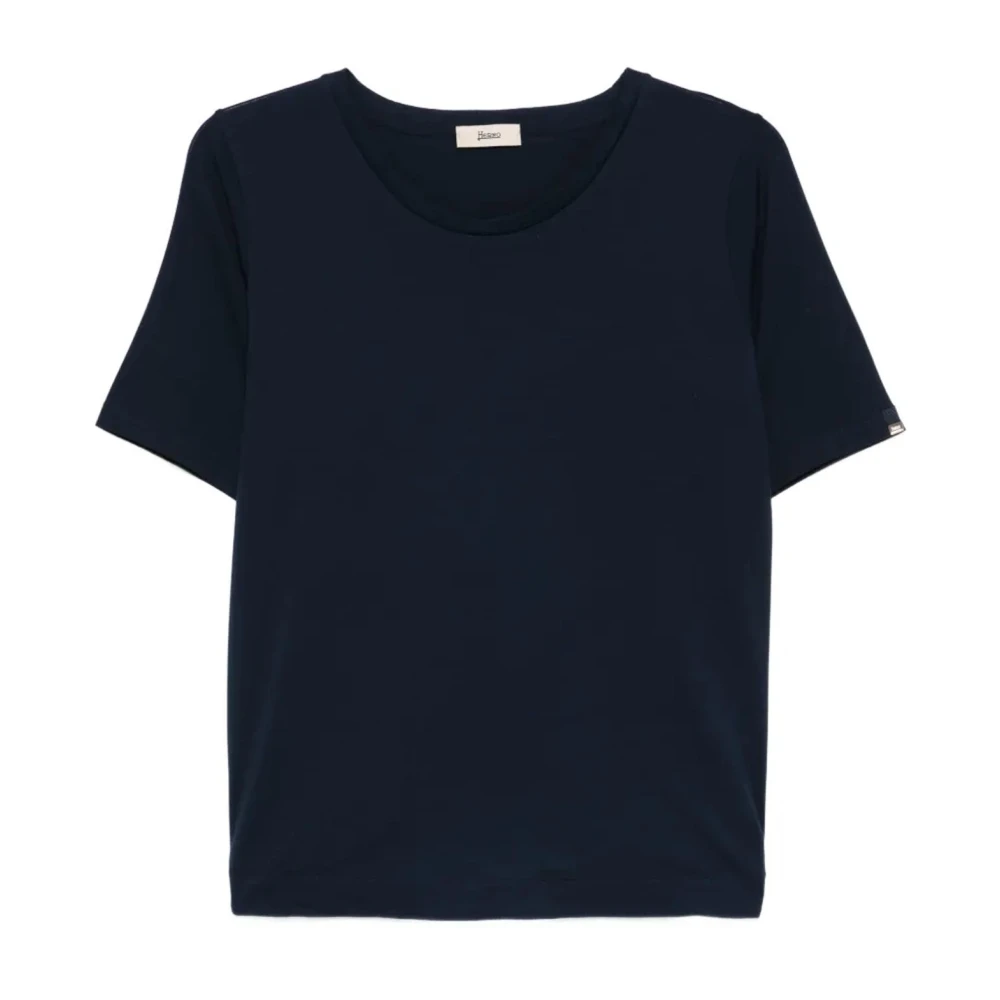 Herno Blå Superfin T-Shirt I Bomullsstretch