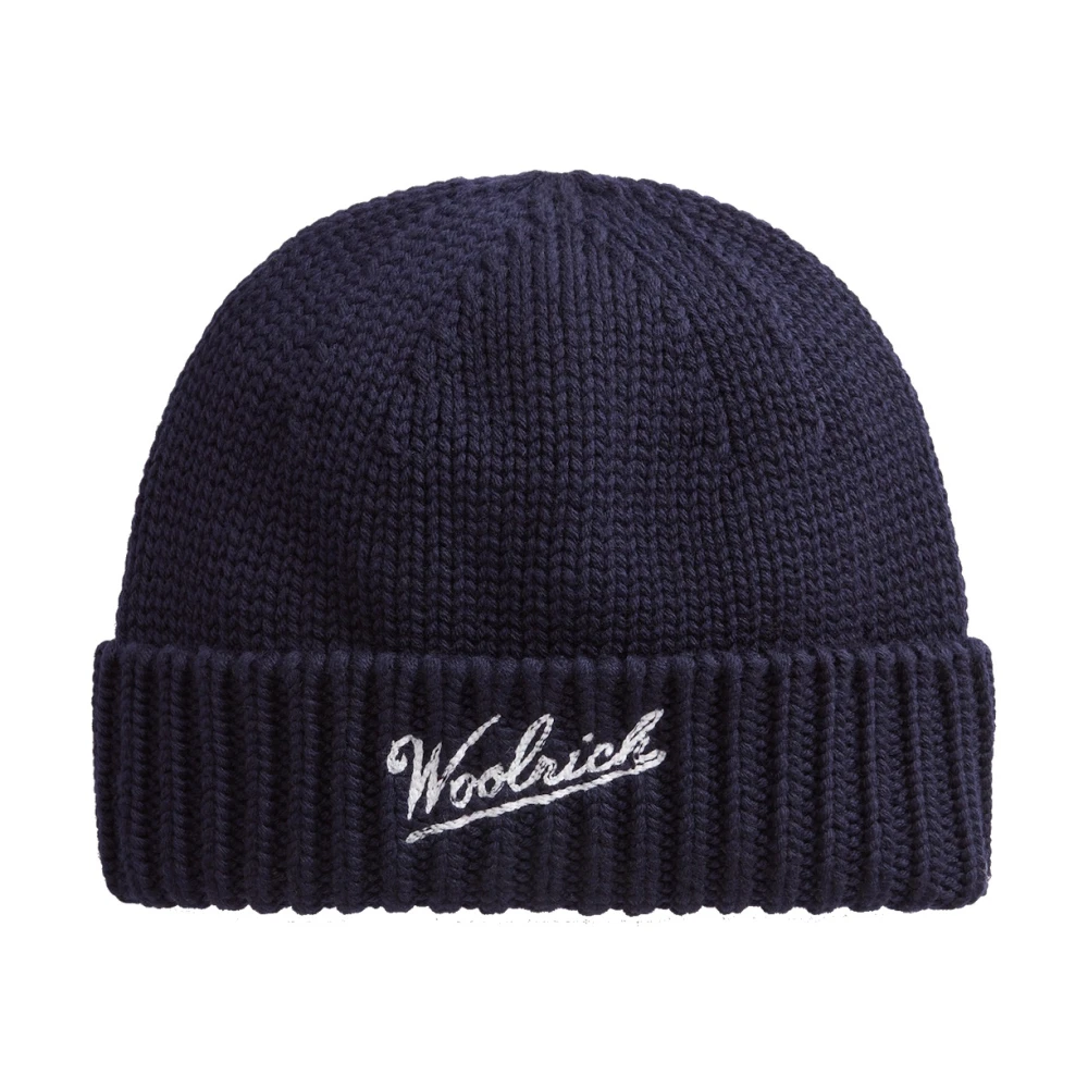 Woolrich Logo Beanie Hat Blue Unisex