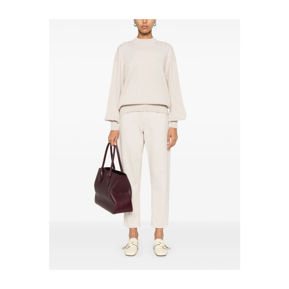 BRUNELLO CUCINELLI Gebreide Crew Neck Trui White Dames