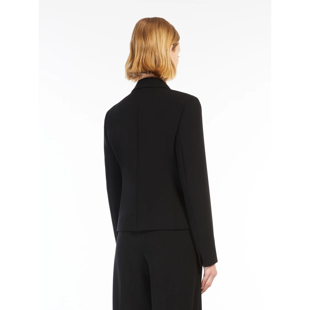 Max Mara Studio Boxy cady jas met knoopsluiting aan de voorkant Black Dames