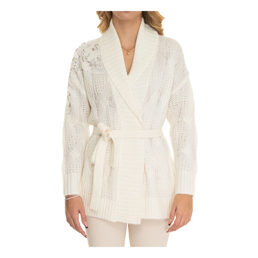 Liu Jo Paillet Ceintuur Lang Vest White Dames