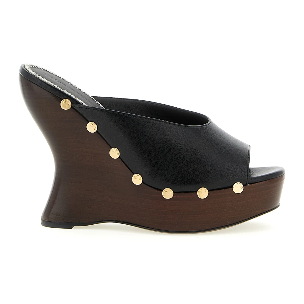 Magda Butrym Women's Black Studded Leather Wedge Mules