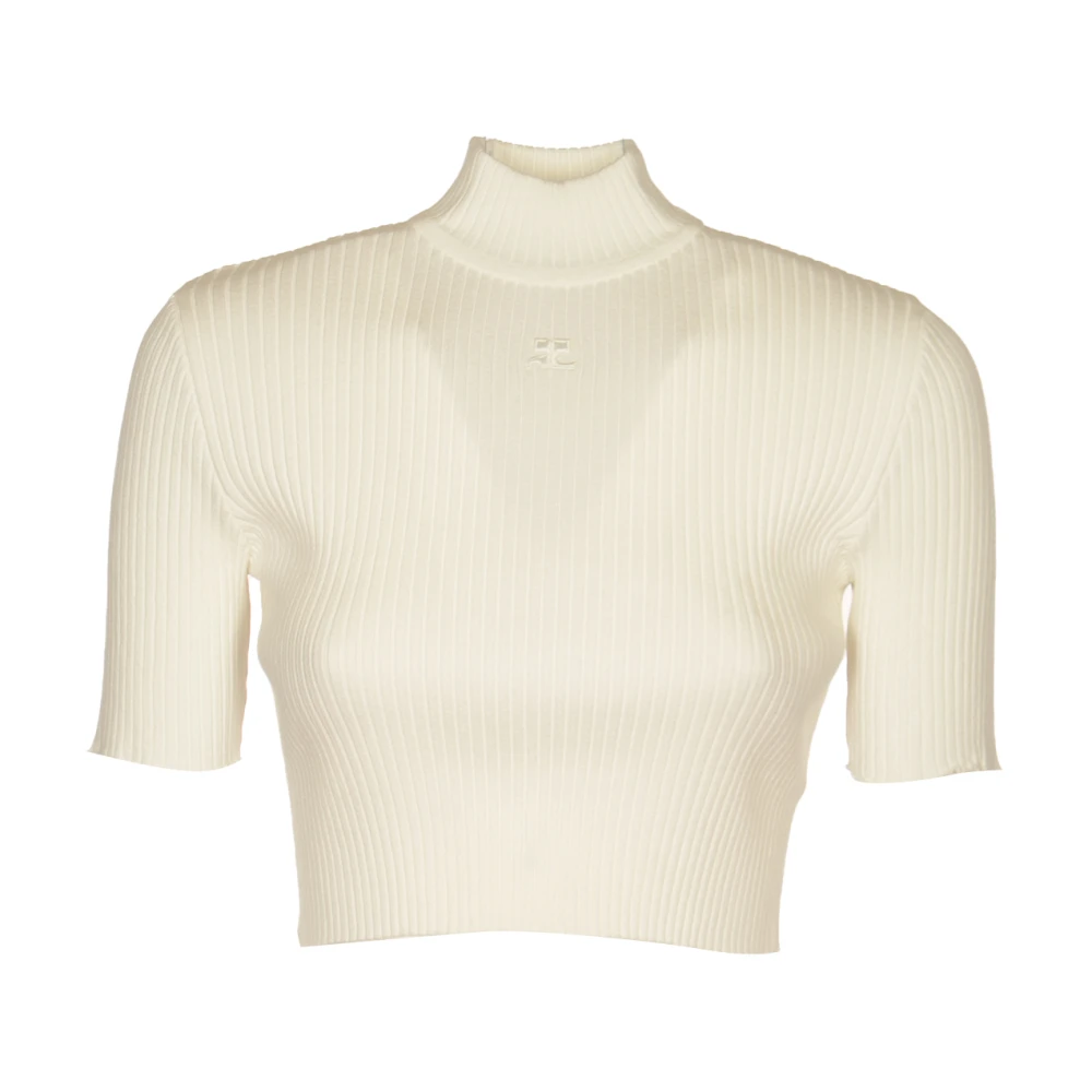 Courrèges Ribgebreide Crop Sweater White Dames