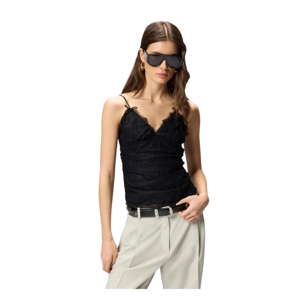 Pinko Women's Black Sleeveless Tops, S, Fragola Top