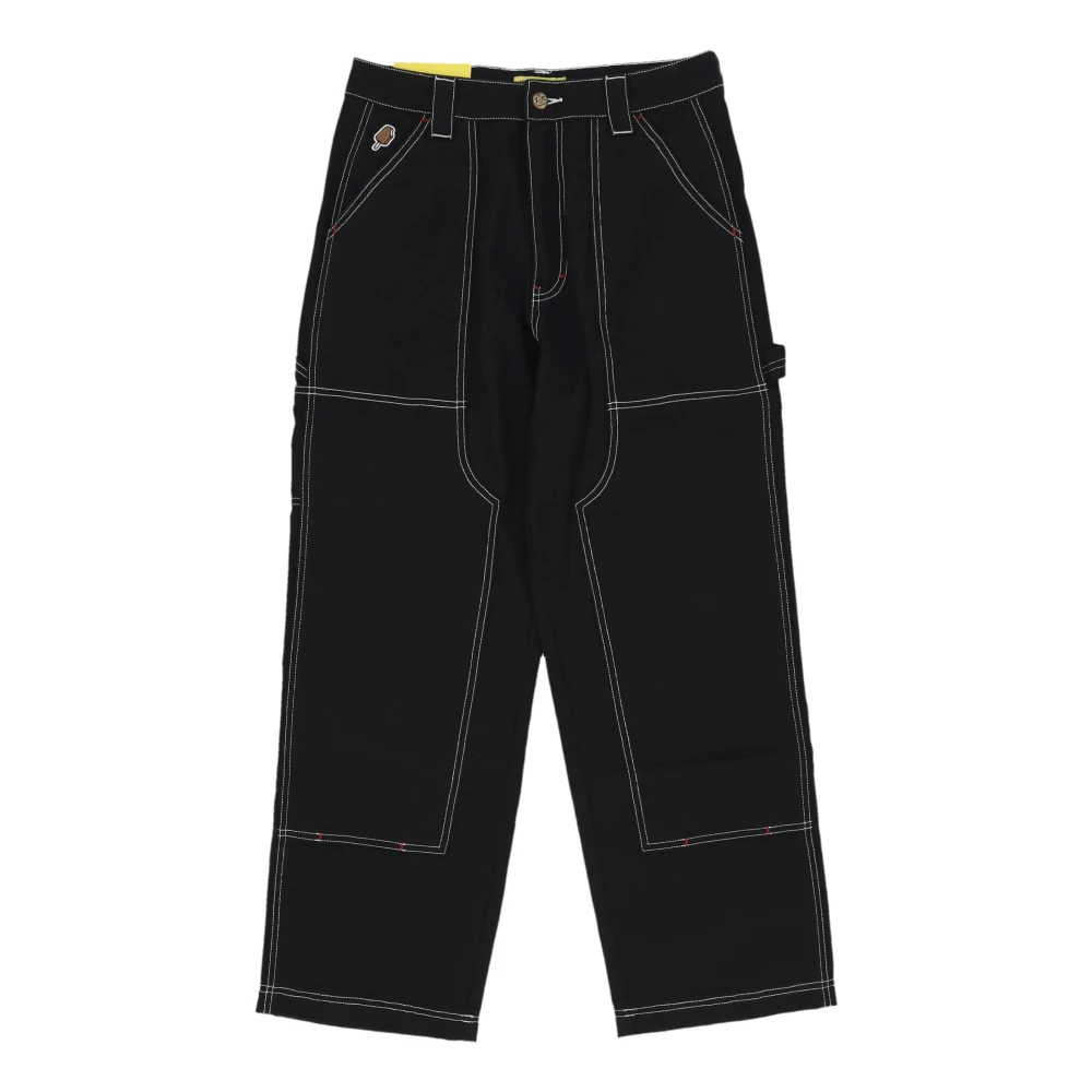 Icecream Black Canvas Carpenter Trousers - Male - Loose Fit Jeans - W36 - Jeans