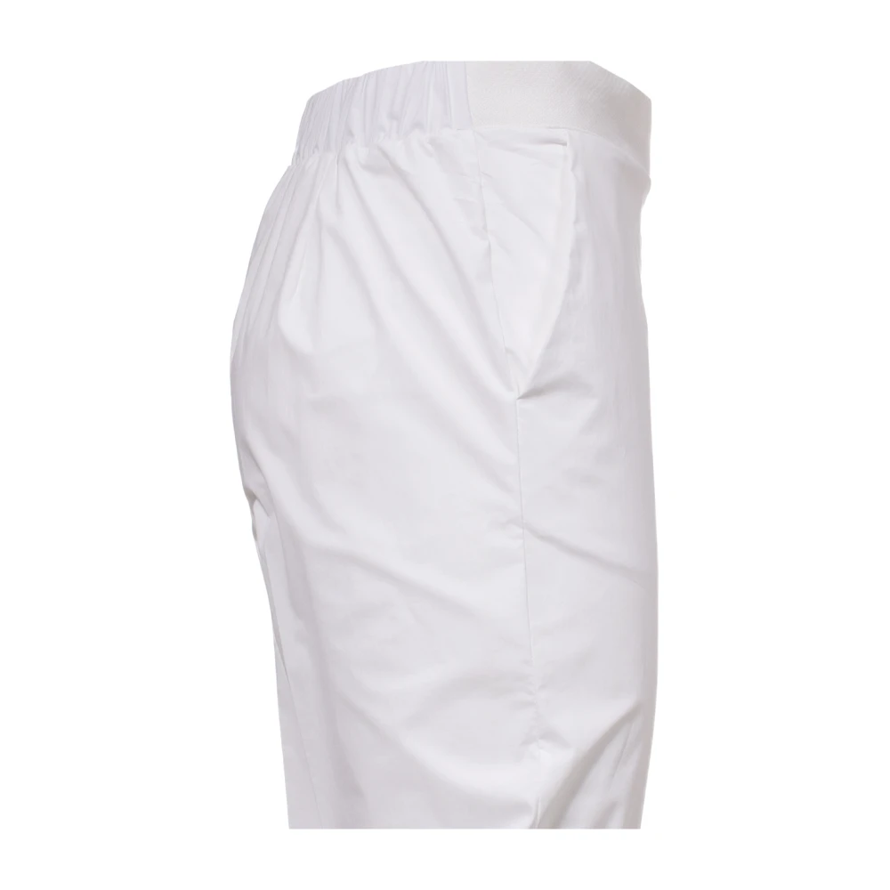 Le Tricot Perugia Katoenen broek met elastische taille White Dames