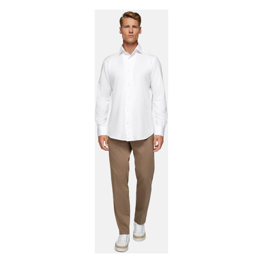 Boggi Milano Jersey Polo Shirt met Bowlingkraag Regular Fit White Heren