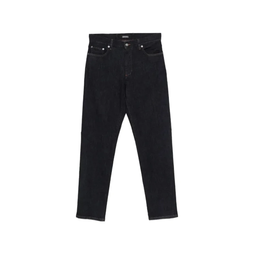 Zegna Blue Buttoned Jeans - Male - Straight Fit Jeans - W35 - Jeans