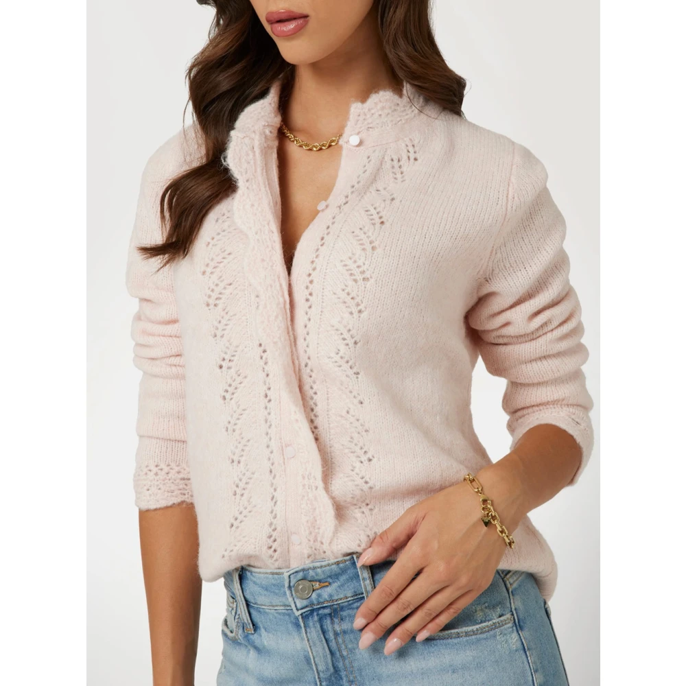 Guess Gehaakt Vest in Roze Pink Dames