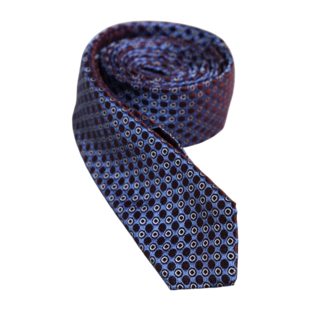 Dolce & Gabbana Men's Blue Ties, One Size, Geometric Pattern Silk Necktie