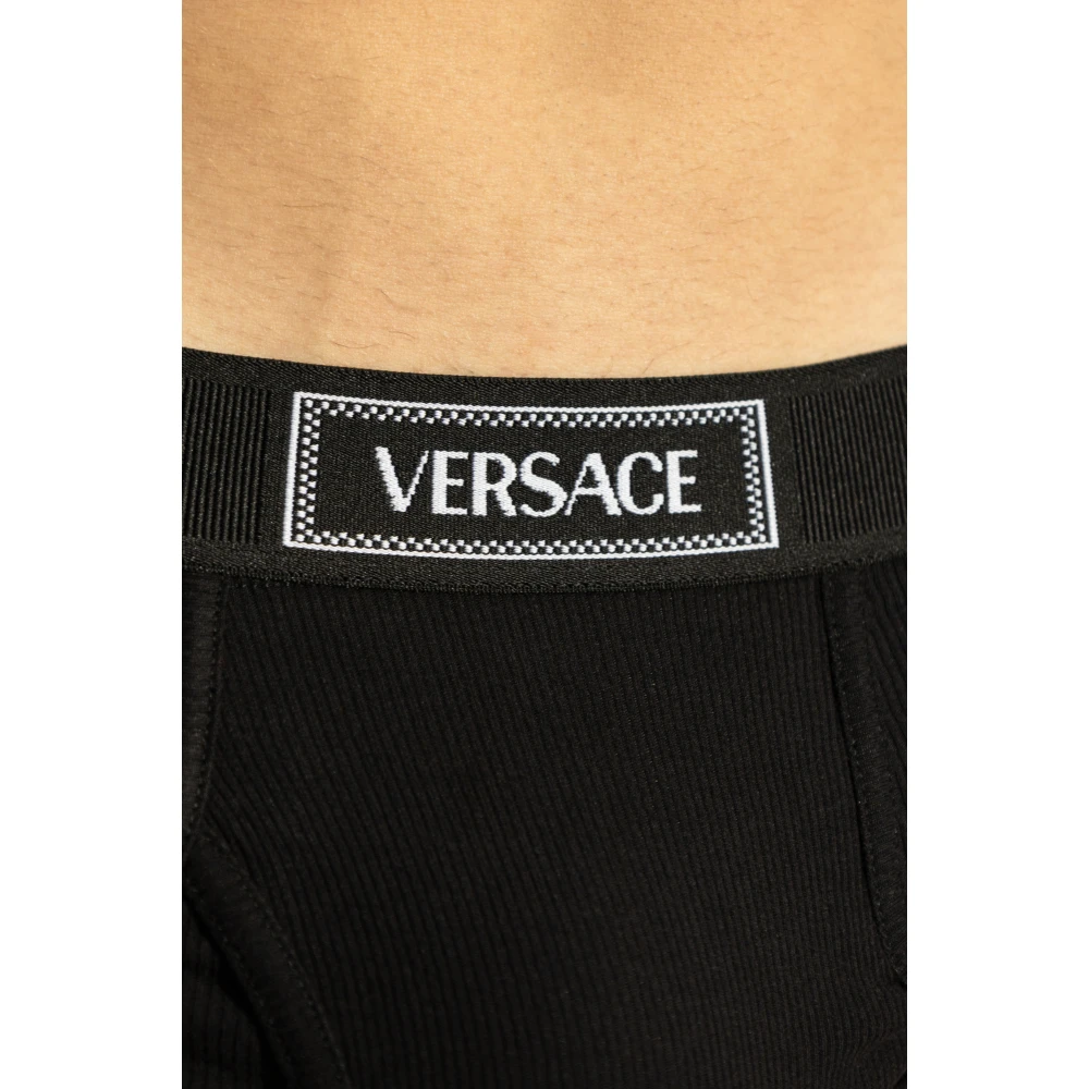 Versace Katoenen slips Black Heren