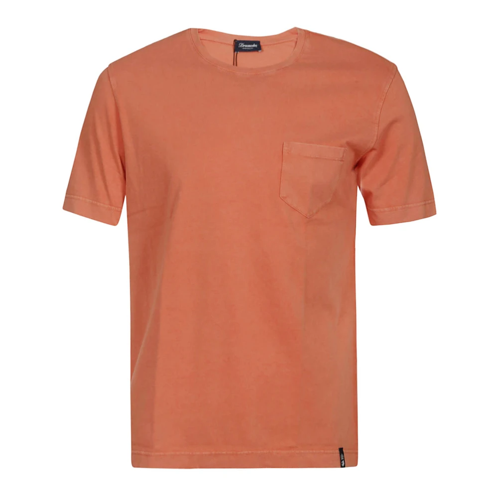 Drumohr Lichtblauw Katoenen T-Shirt met Zak Orange Heren