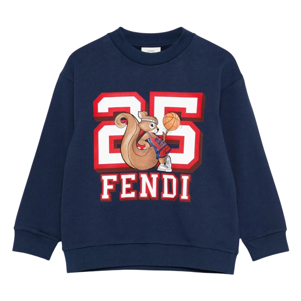 Fendi Boys Blue Kids Sweatshirts, 6 Y, Squirrel Sweatshirt