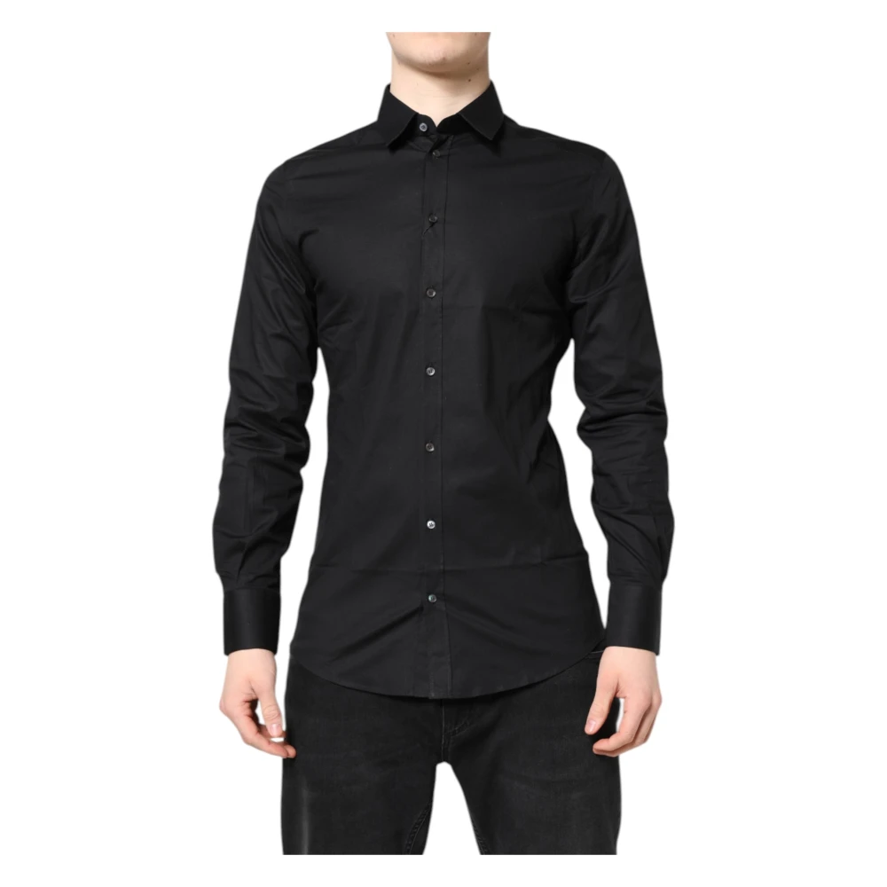 Dolce & Gabbana Men's Black/Gold Cotton Dress Shirt