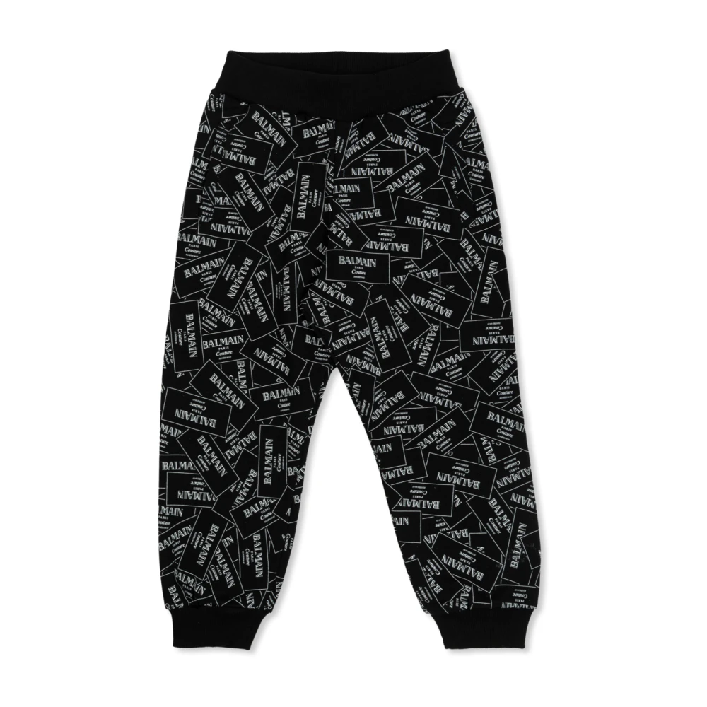 Balmain Unisex Black Trousers With Logo