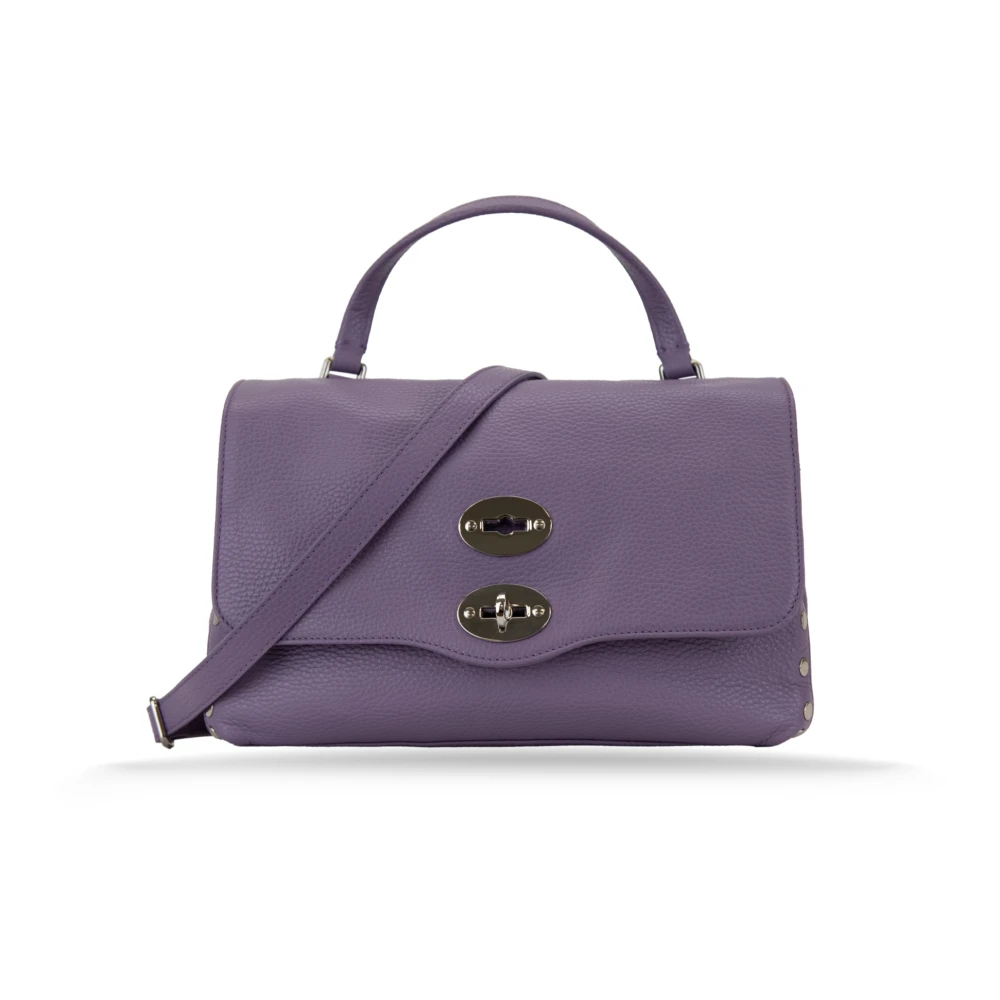 Zanellato Women's Purple Leather Shoulder Bag With Metal Details - Handbags - One Size - Bags