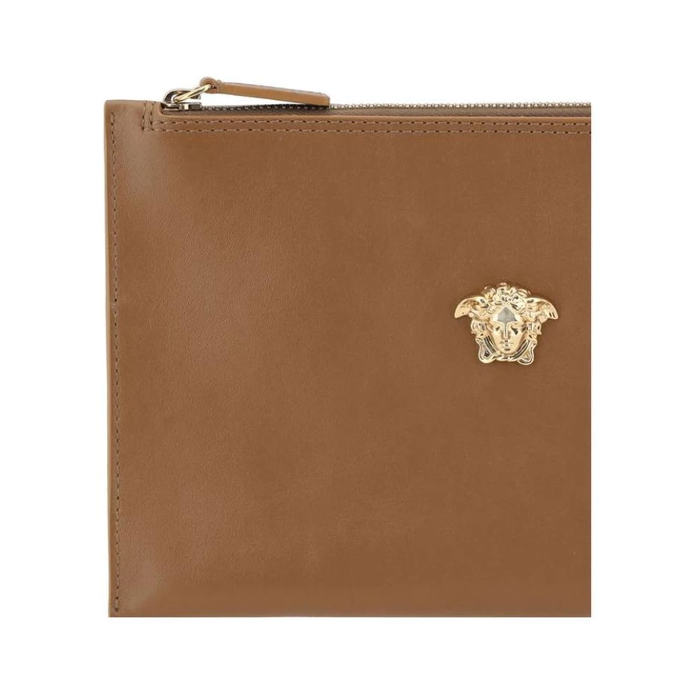 Versace Medusa Head Leren Pouch Tas Brown Dames