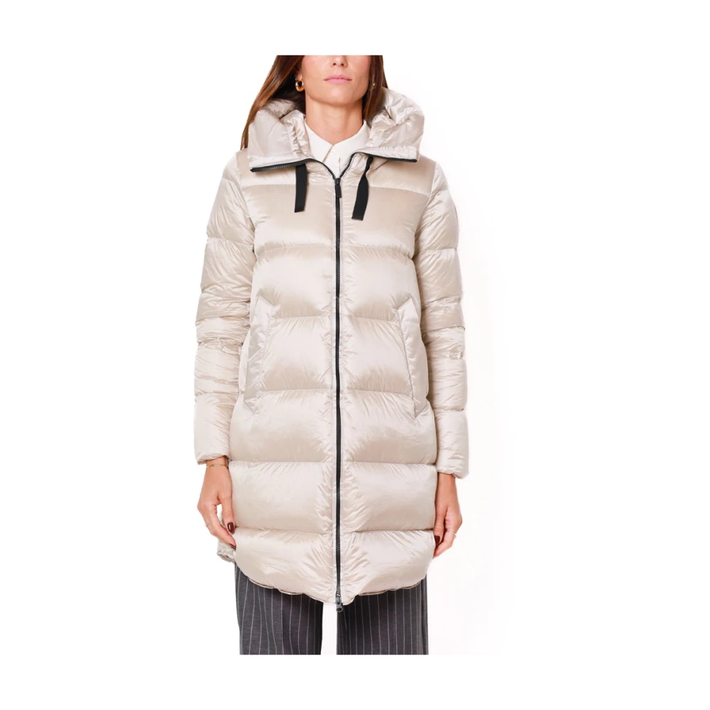 BomBoogie Lange Winterjas met Omslag Kraag Beige Dames
