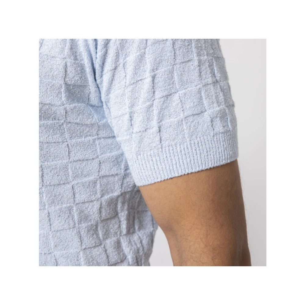 Gran Sasso Lichtblauwe Polo met Geometrisch Patroon Blue Heren