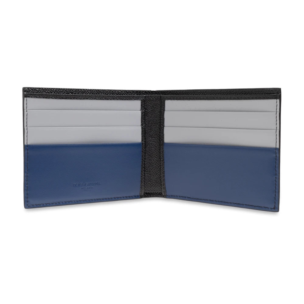 Dolce & Gabbana Leren portemonnee met logoplaatje Black Heren