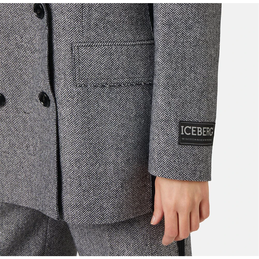Iceberg Double-breasted jas in wolmix met visgraatpatroon Gray Dames