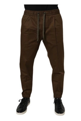Brun bomullsjoggingbyxa