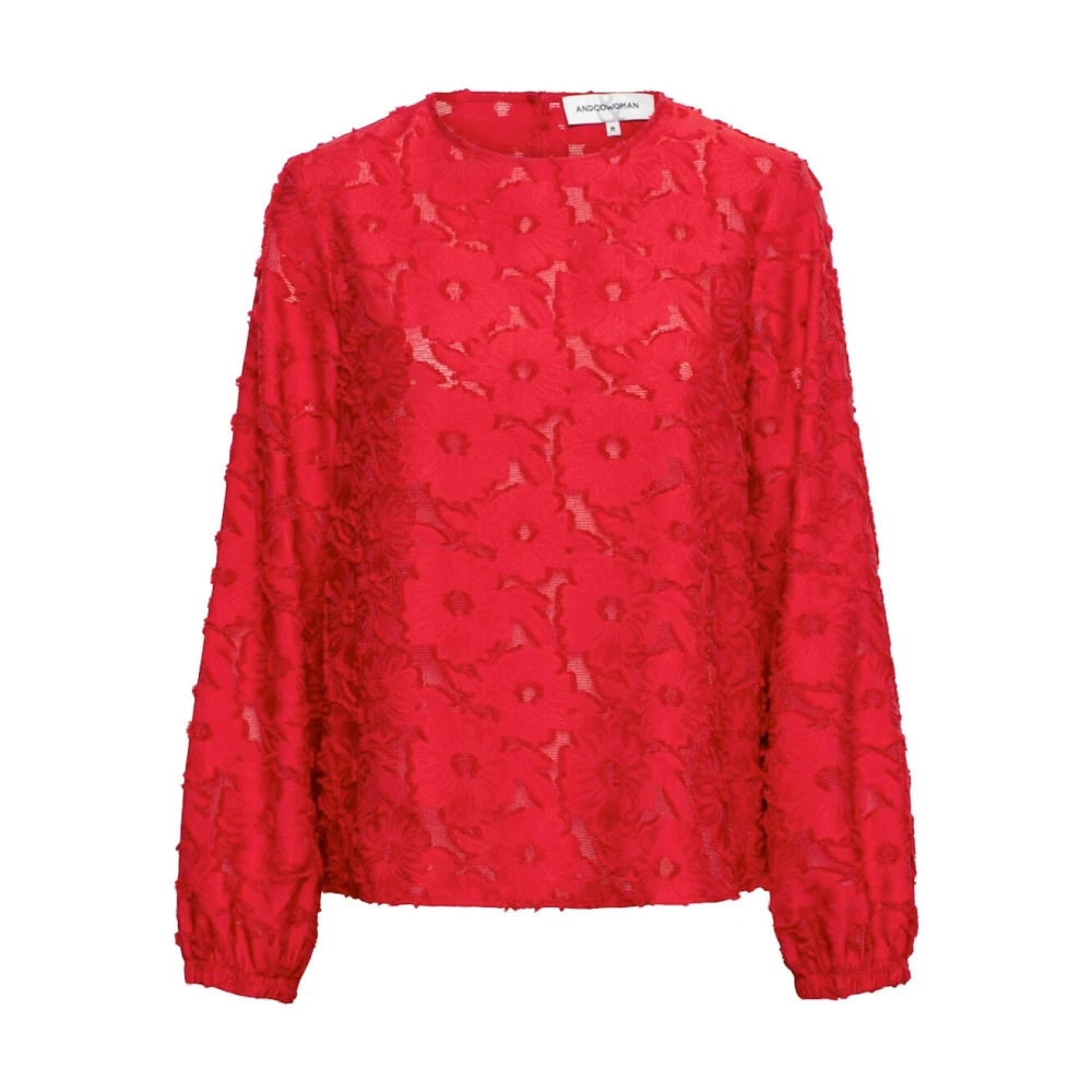 &Co Woman Erin Lange Mouw Top Bl319 Red Dames