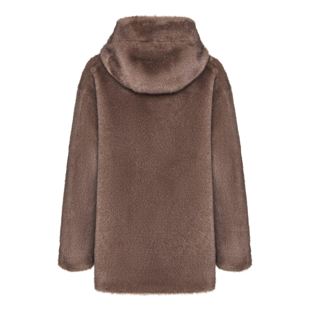 Cesare Gaspari Omkeerbare imitatieleren jas met imitatiebont afwerking Brown Dames