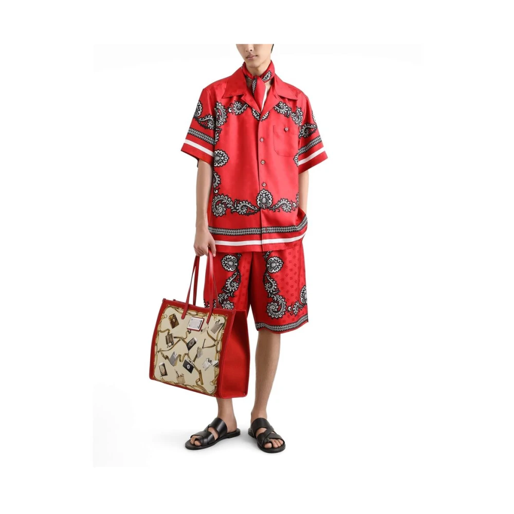 Dolce & Gabbana Rode Bandana Print Trekkoordbroek Red Heren