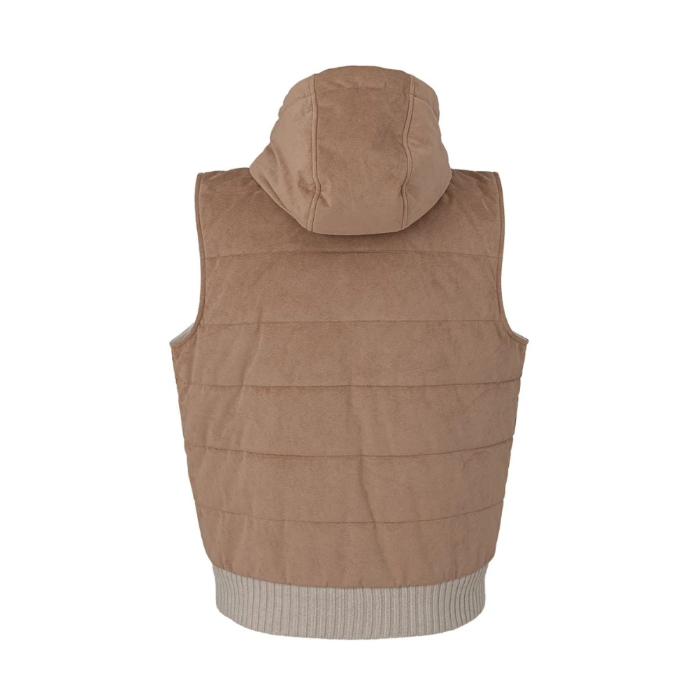 Gran Sasso Bruine Wollen Mouwloze Hoodie Jas Brown Heren