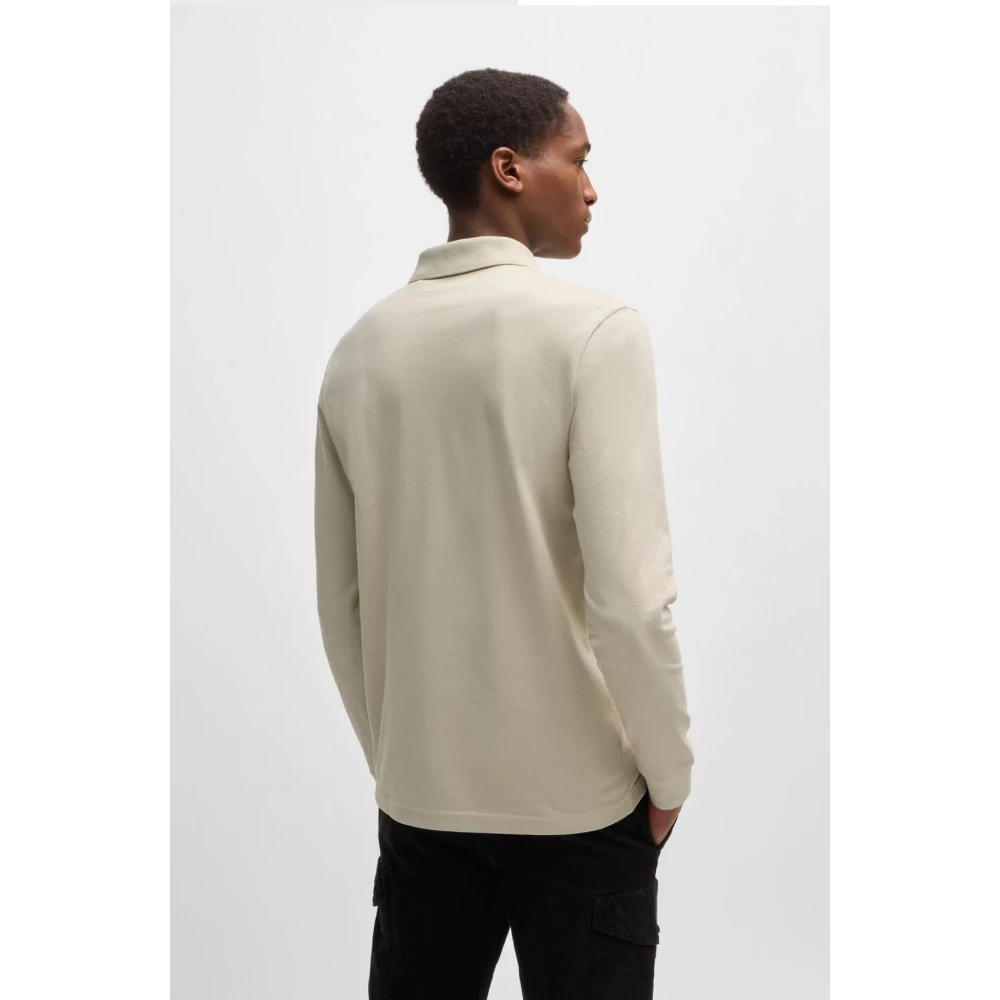 Hugo Boss Heren Passerby Lange Mouw Polo Shirt Beige Heren