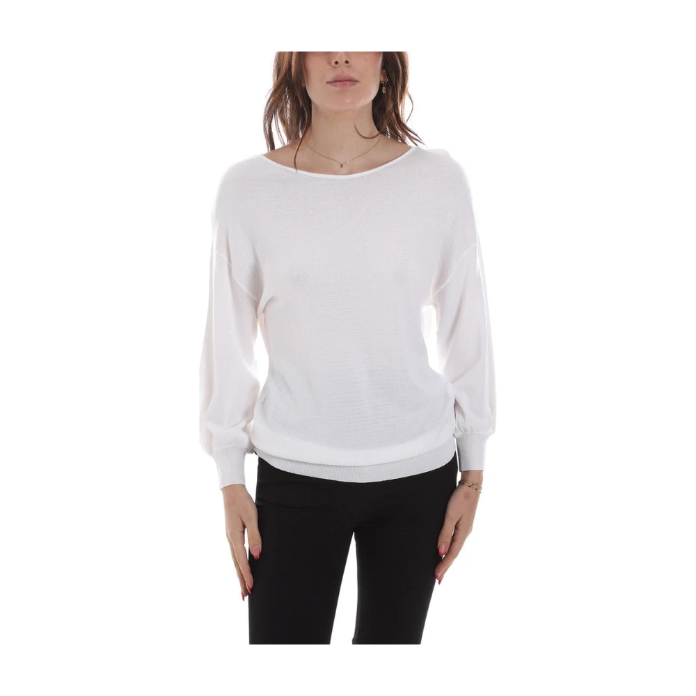 YES ZEE Navy Blauwe Ronde Hals Half Mouw Top White Dames