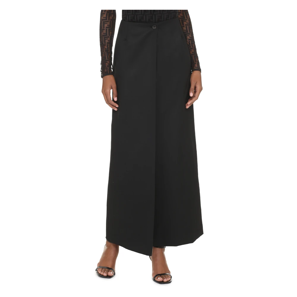 Givenchy Wollen wikkelrok met split aan de achterkant Black Dames