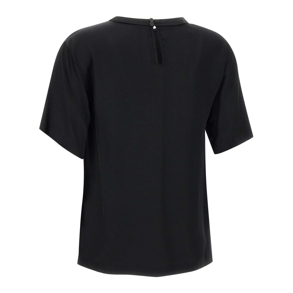 Kaos Zwarte viscose blouse met asymmetrische zoom Black Dames