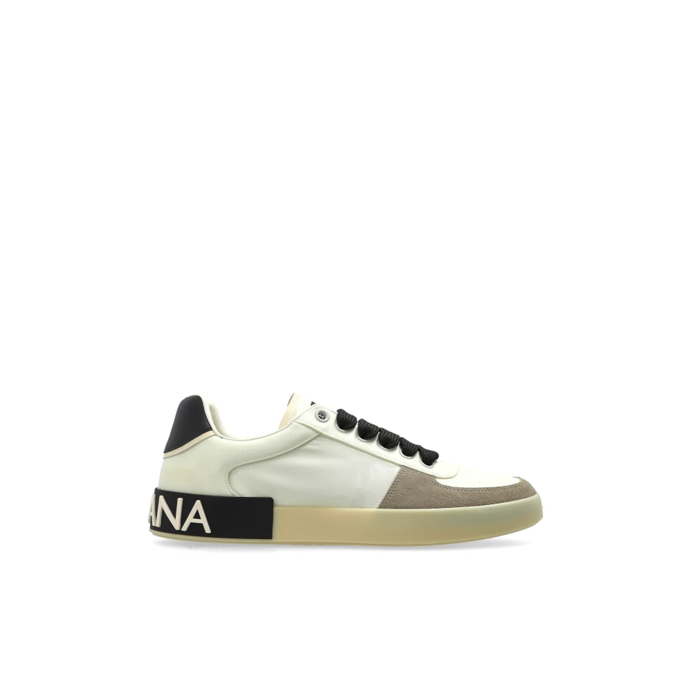 Dolce & Gabbana Mannelijk Beige Schoenen Heren, 43 Eu, Leer, Portofino Sneakers