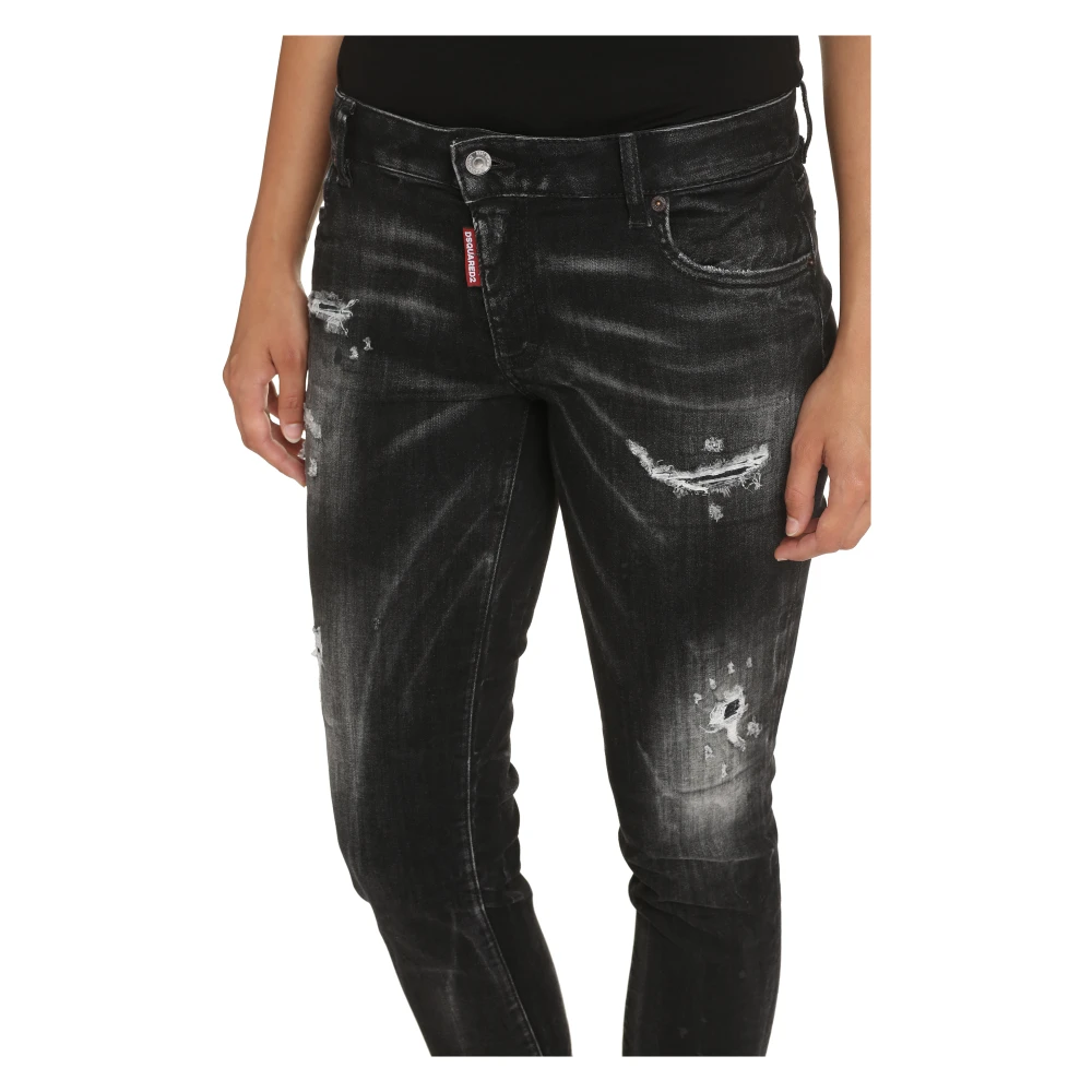 Dsquared2 Distressed Twiggy Stretch Cropped Jeans Gray Dames