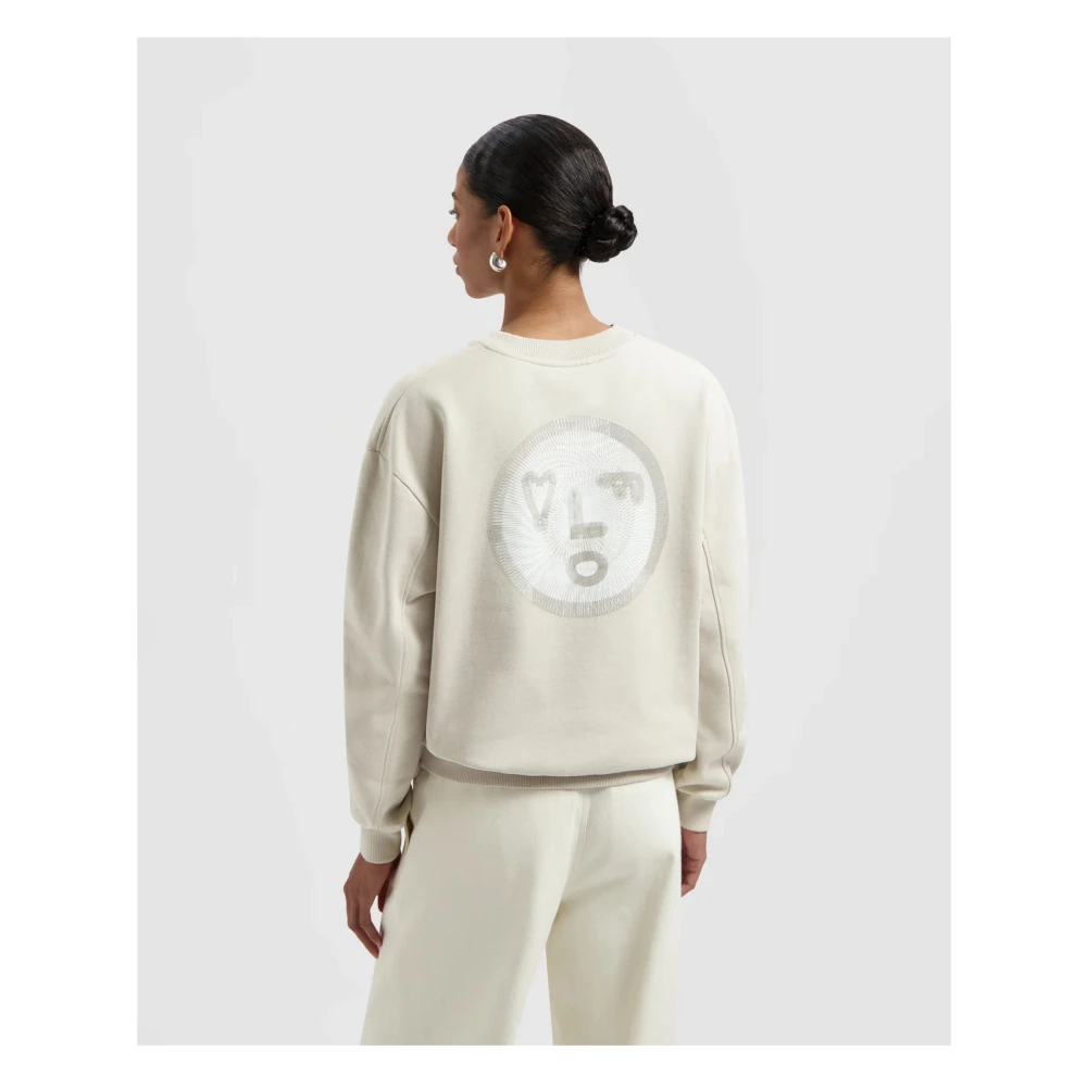 Olaf Hussein Spiral Face Crewneck Sweaters Beige Dames