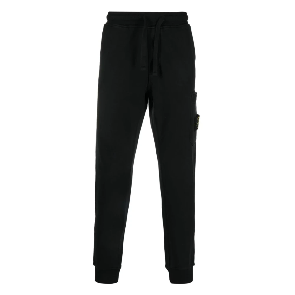 Stone Island Black Sweatpants, Male, S, Compass-Patch Track Trousers