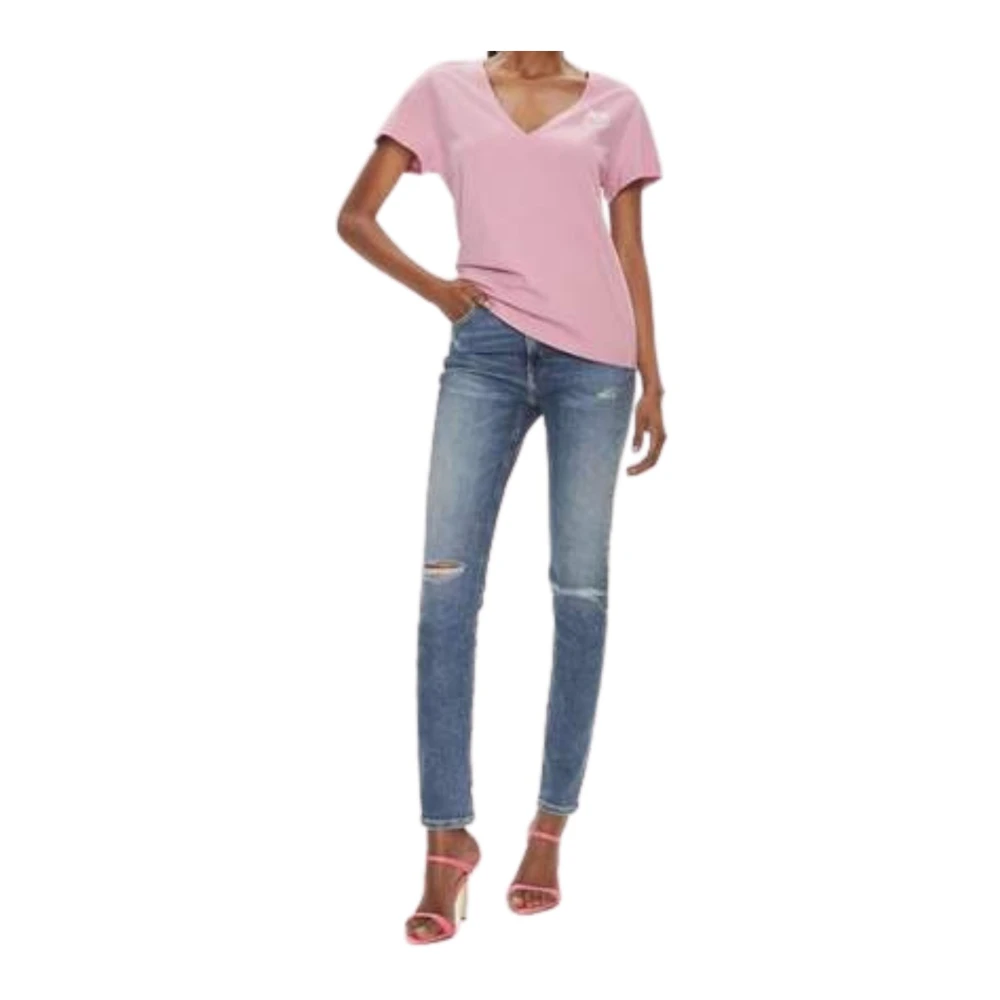 pinko Casual Katoenen T-shirt Pink Dames