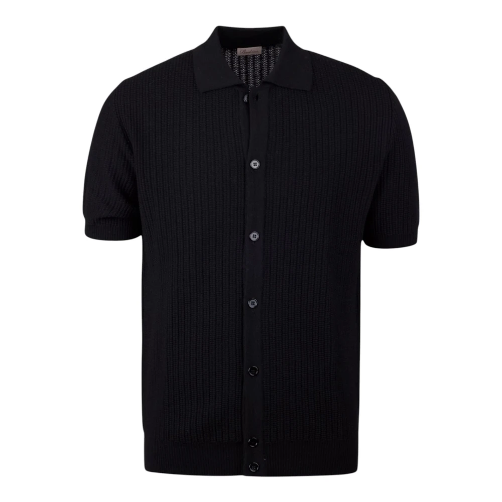 Stenströms Men's Black Polo Shirts, L, Merino Wool Polo Shirt