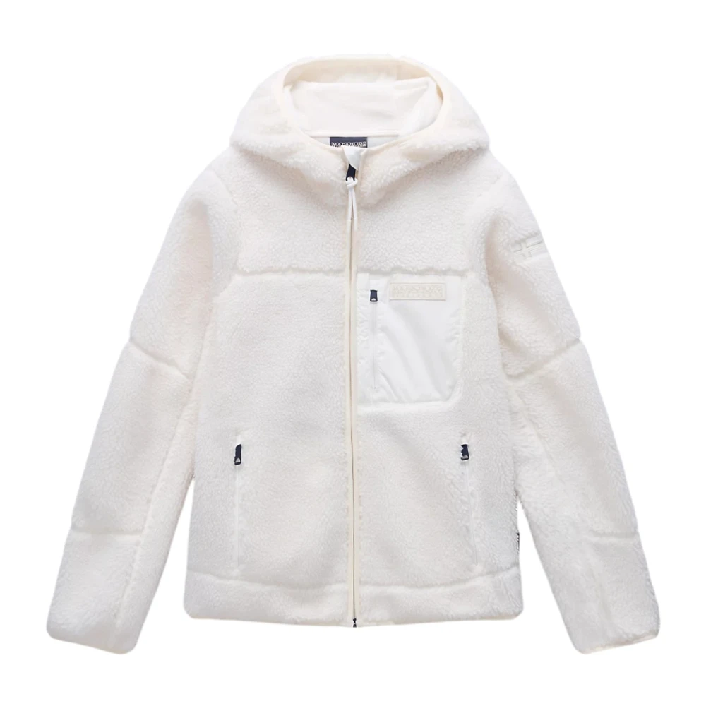 Napapijri Witte Fleece Jas met Capuchon White Dames