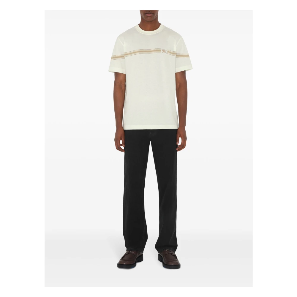 Burberry Witte katoenen T-shirt met Equestrian Knight Design White Heren