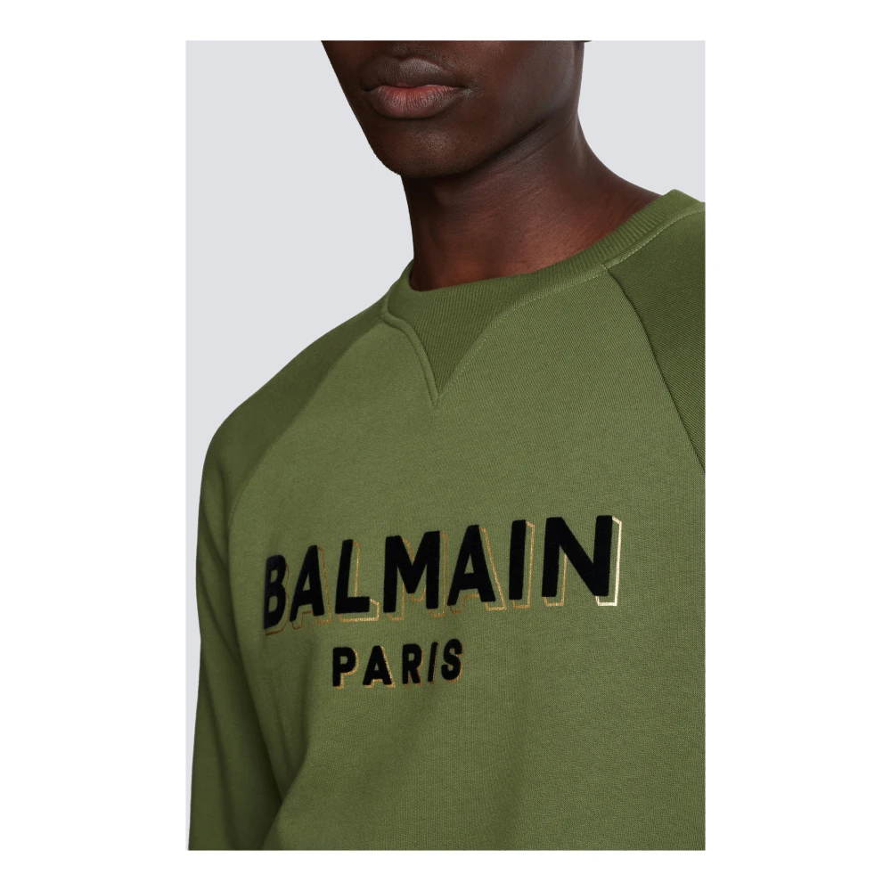 Balmain Paris flocked sweatshirt Green Heren