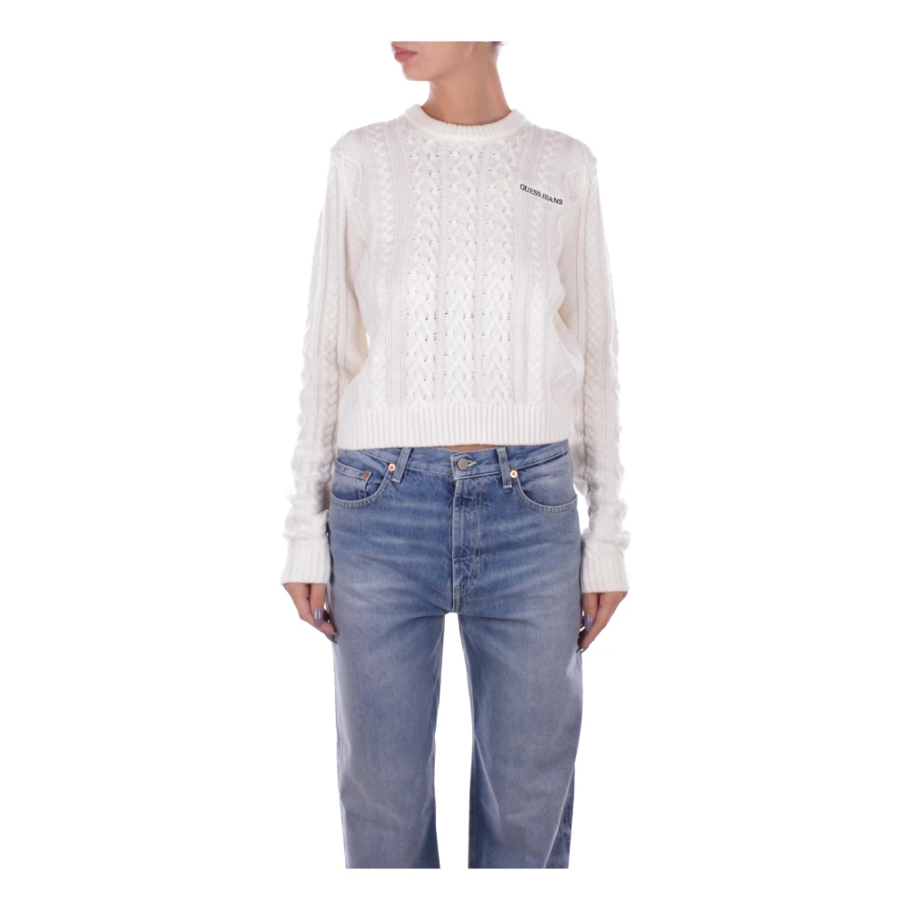 Guess Witte Logo Front Sweater White Dames