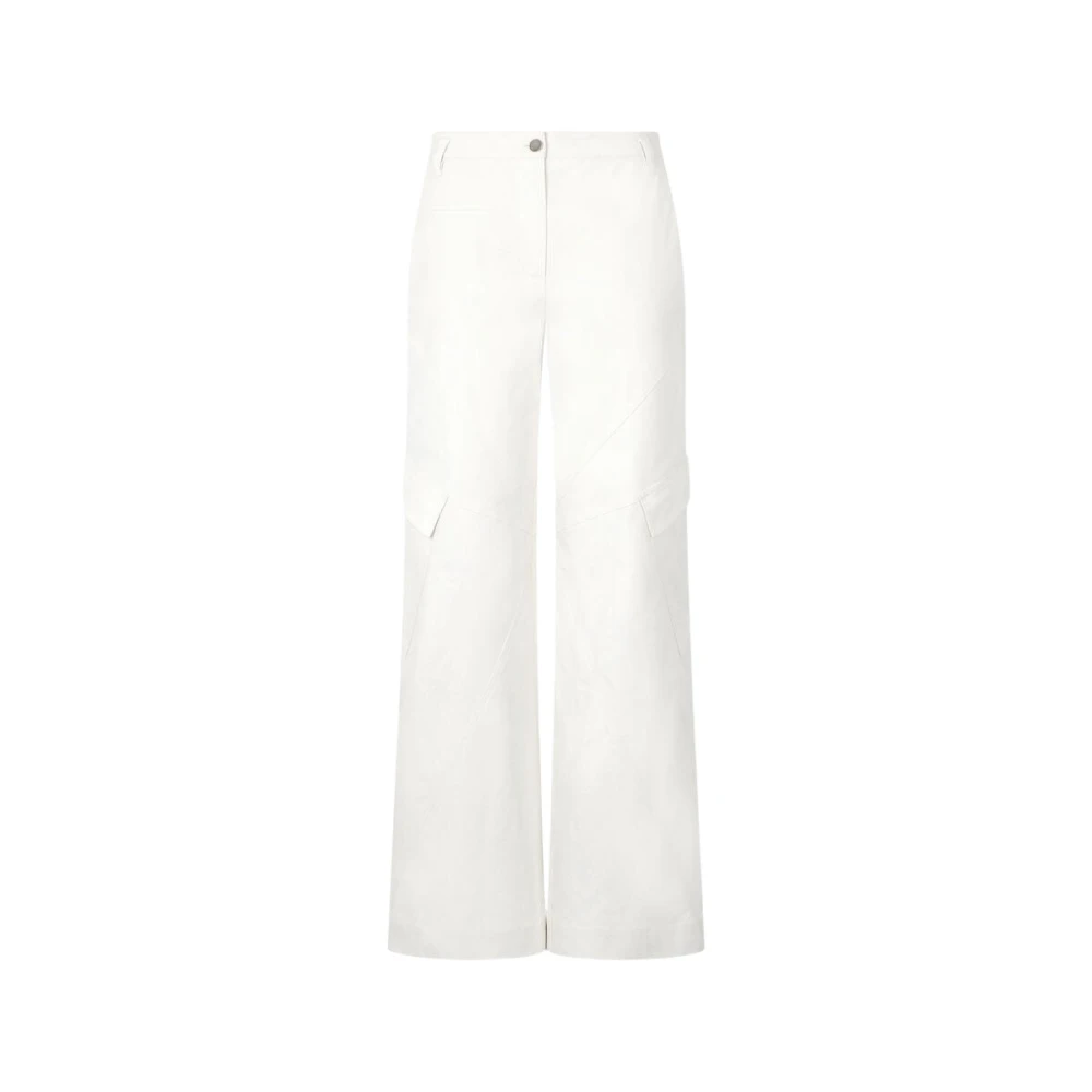 Roberto Cavalli White Wide Trousers, Female, M, Python Print Cotton Wide Leg Trousers