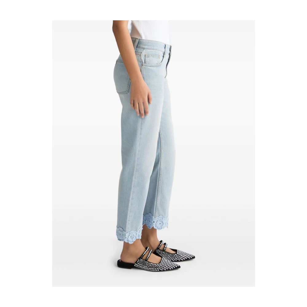 Liu Jo Witte Crochet Trim Broek Blue Dames